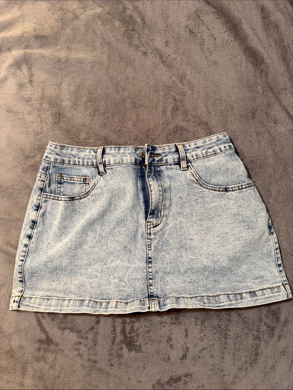 Amazon Light Blue Denim Mini Skirt with Front Pockets
